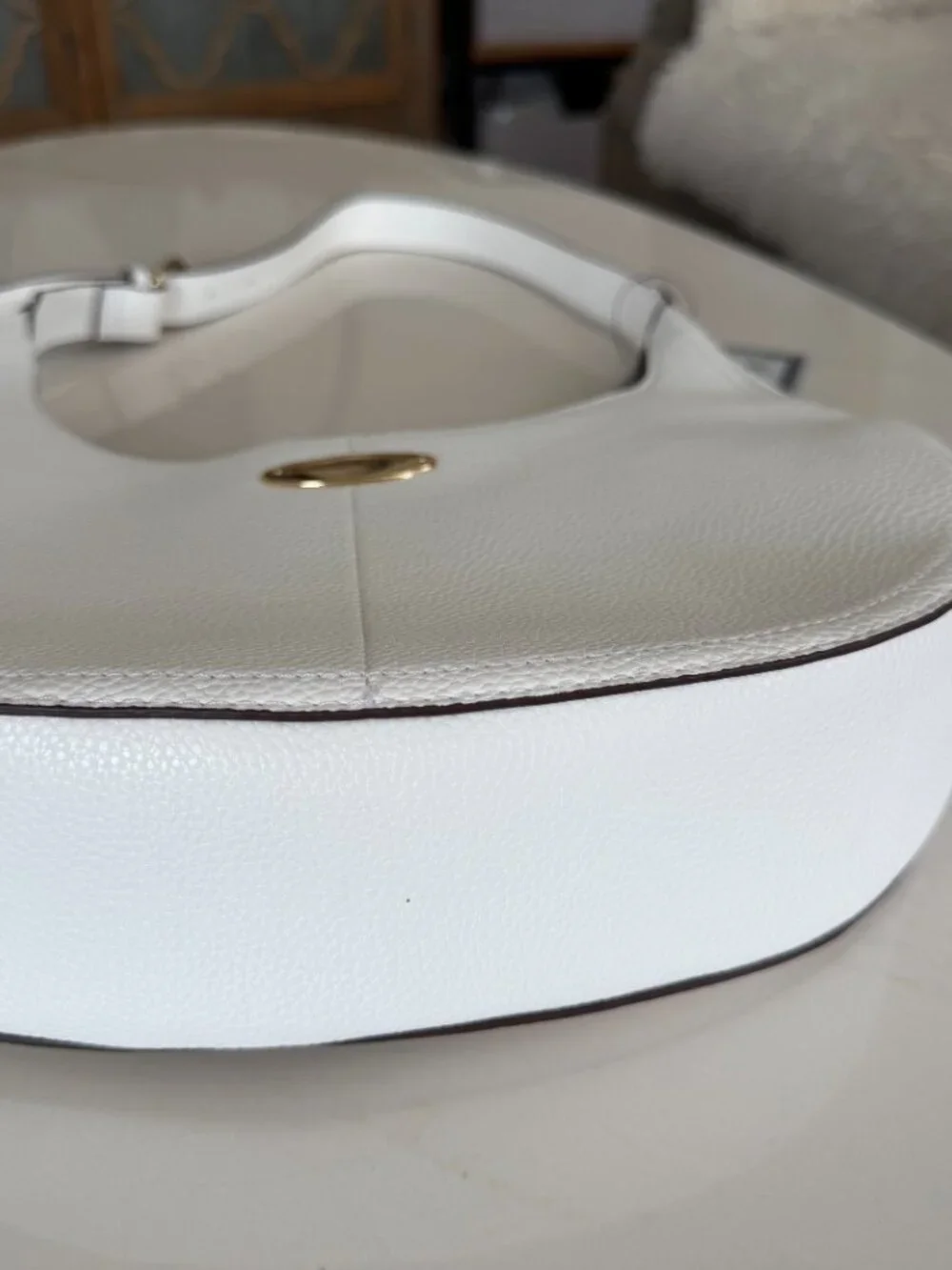 NWT Nanette Lepore White Pebbled Vegan Leather Half Moon Bag